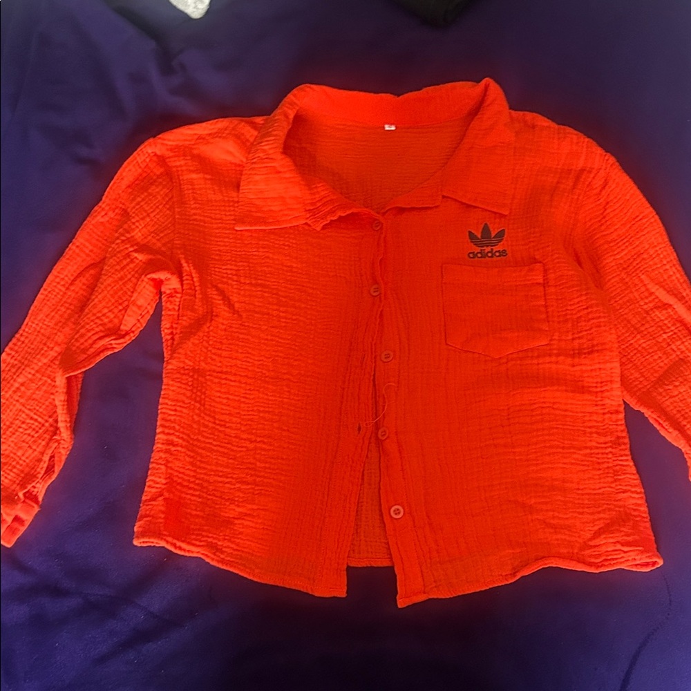 adidas Bright Orange Two-Piece Shirt and Shorts Set - Picture 2 of 2
